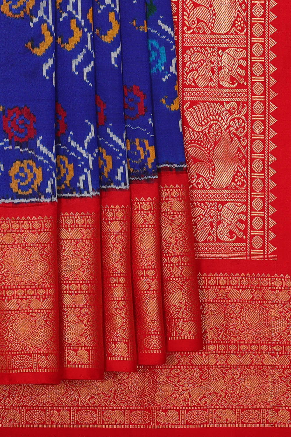 Pochampally Ikat Silk Royal Blue Saree