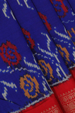 Image of Pochampally Ikat Silk Royal Blue Saree