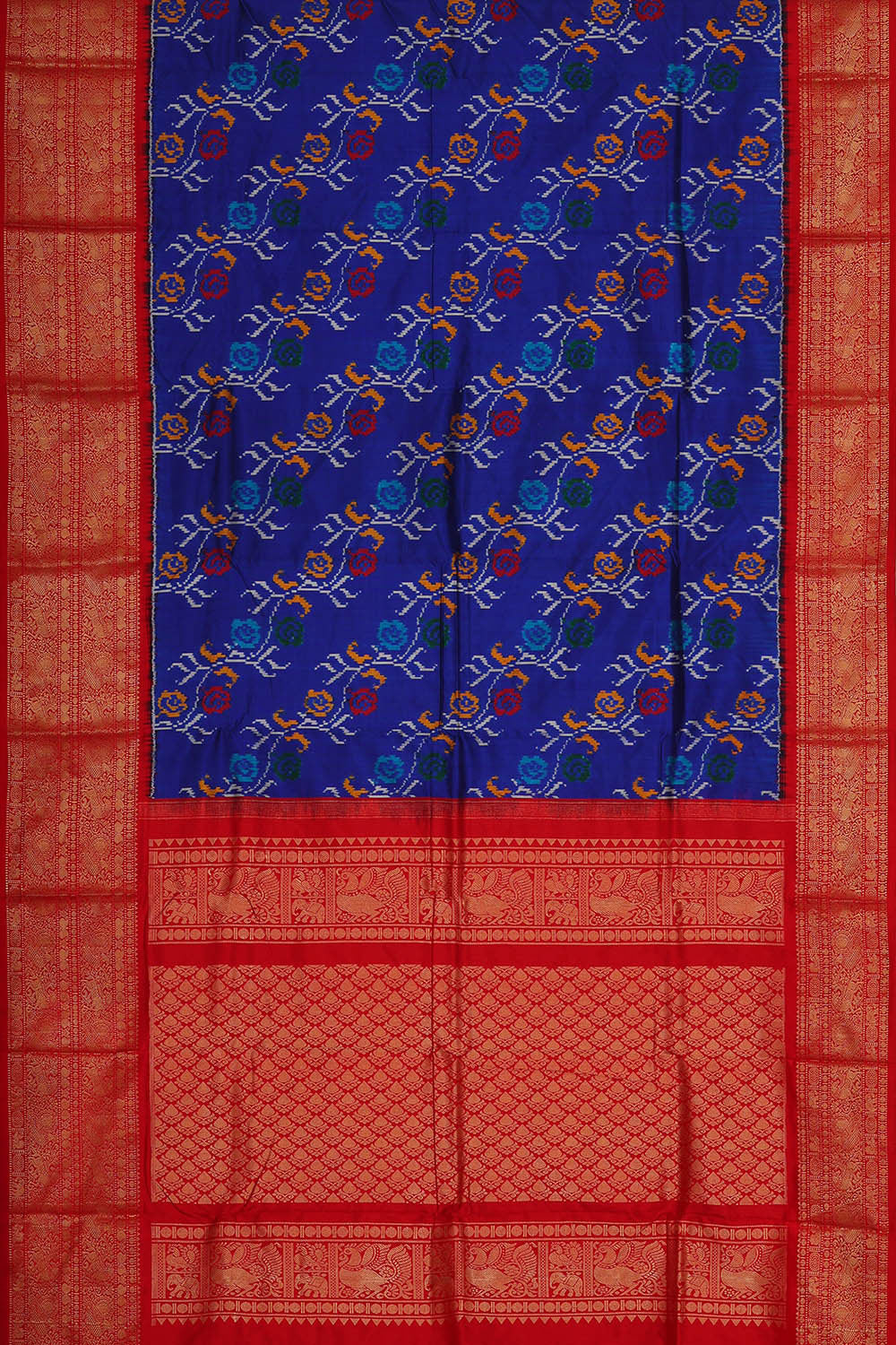 Pochampally Ikat Silk Royal Blue Saree