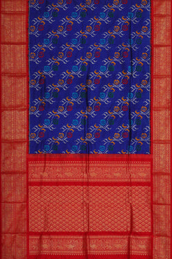 Image of Pochampally Ikat Silk Royal Blue Saree