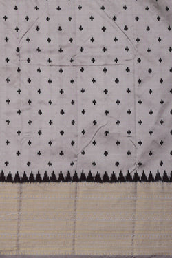 Image of Pochampally Ikat Silk Silver Grey Saree