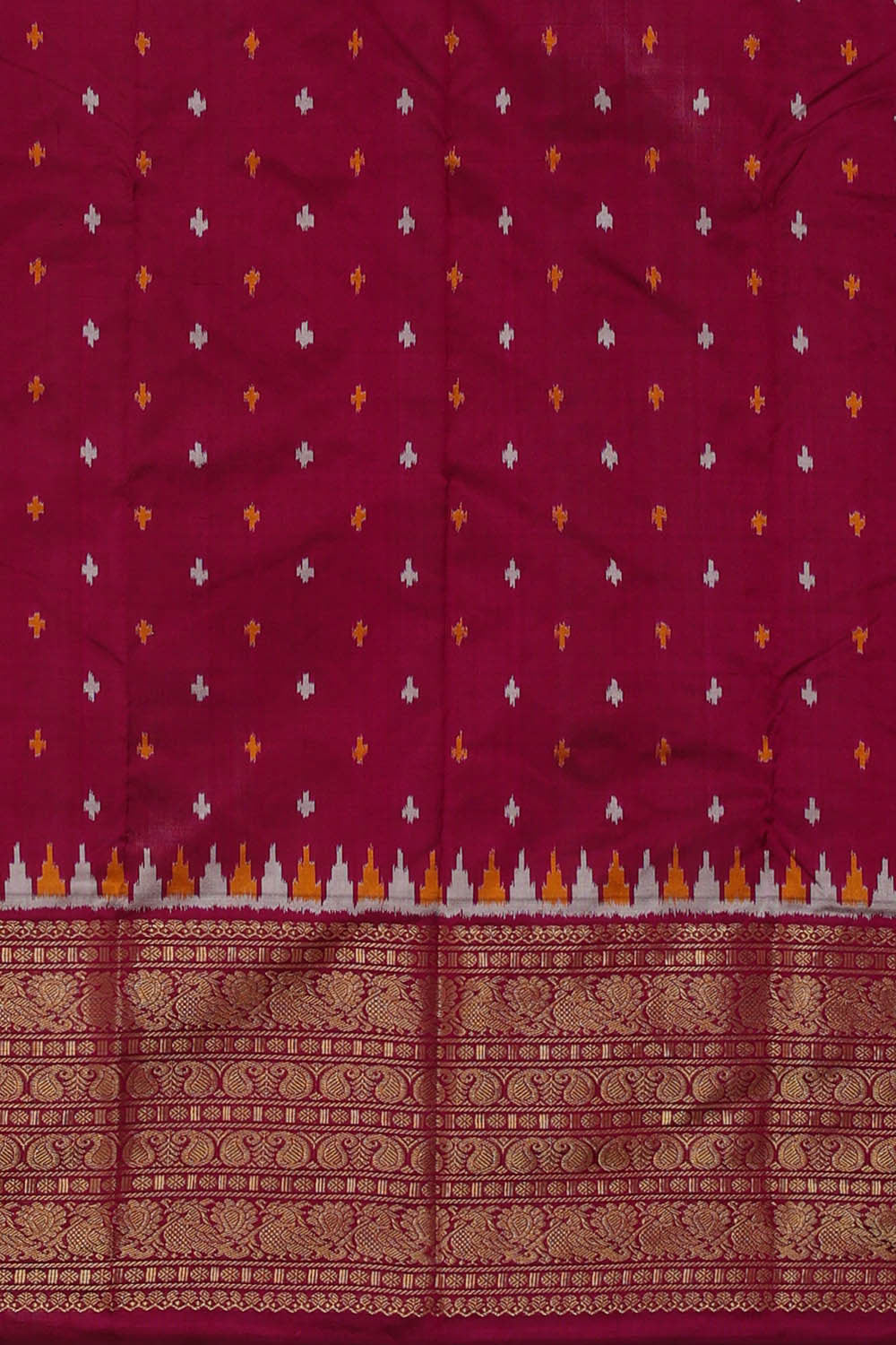 Pochampally Ikat Silk Cream Saree