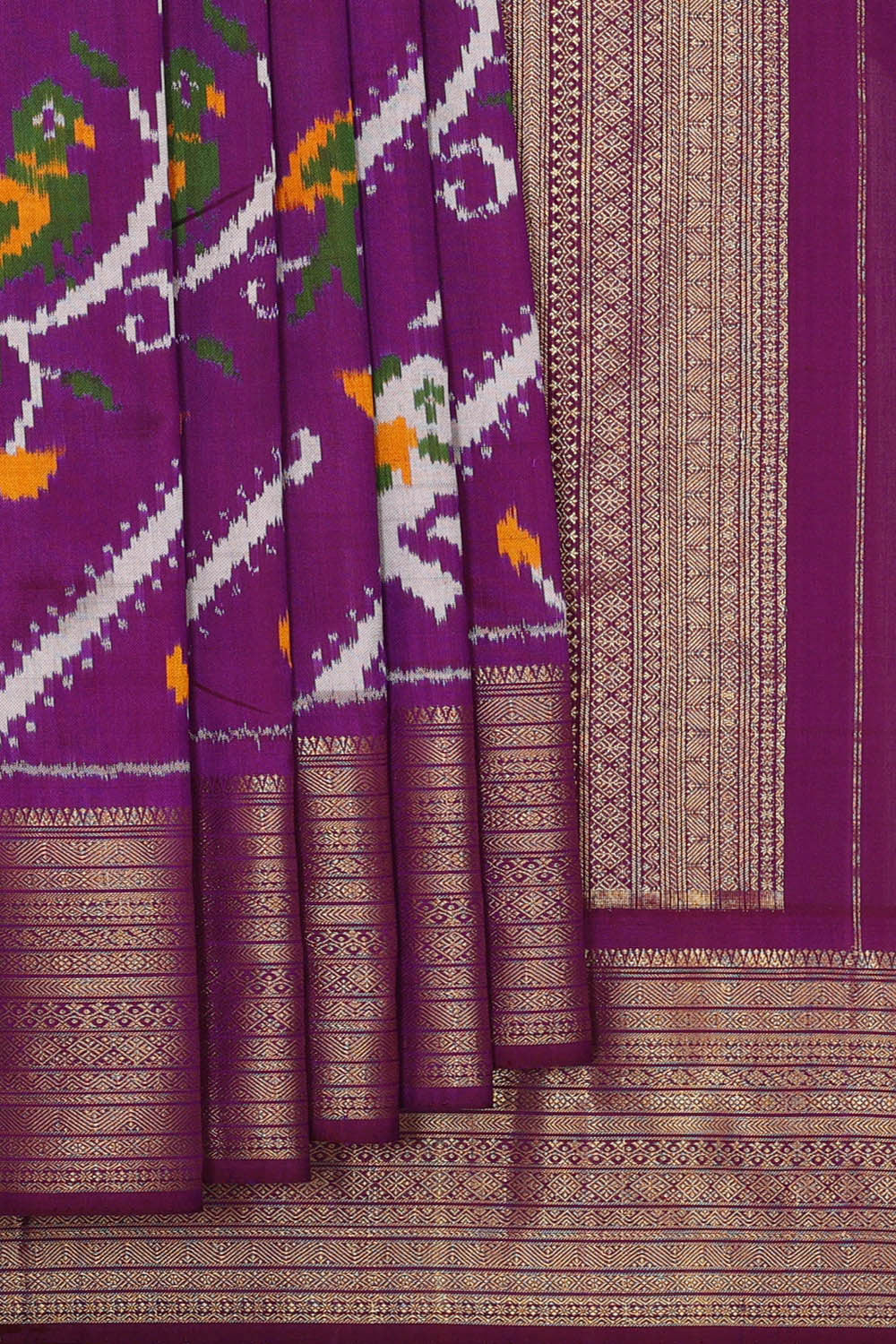 Pochampally Ikat Silk Violet Saree