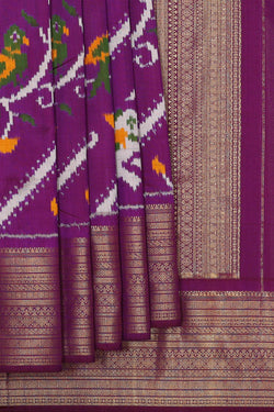 Image of Pochampally Ikat Silk Violet Saree