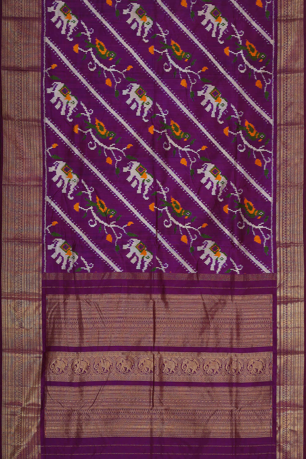 Pochampally Ikat Silk Violet Saree