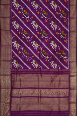 Image of Pochampally Ikat Silk Violet Saree