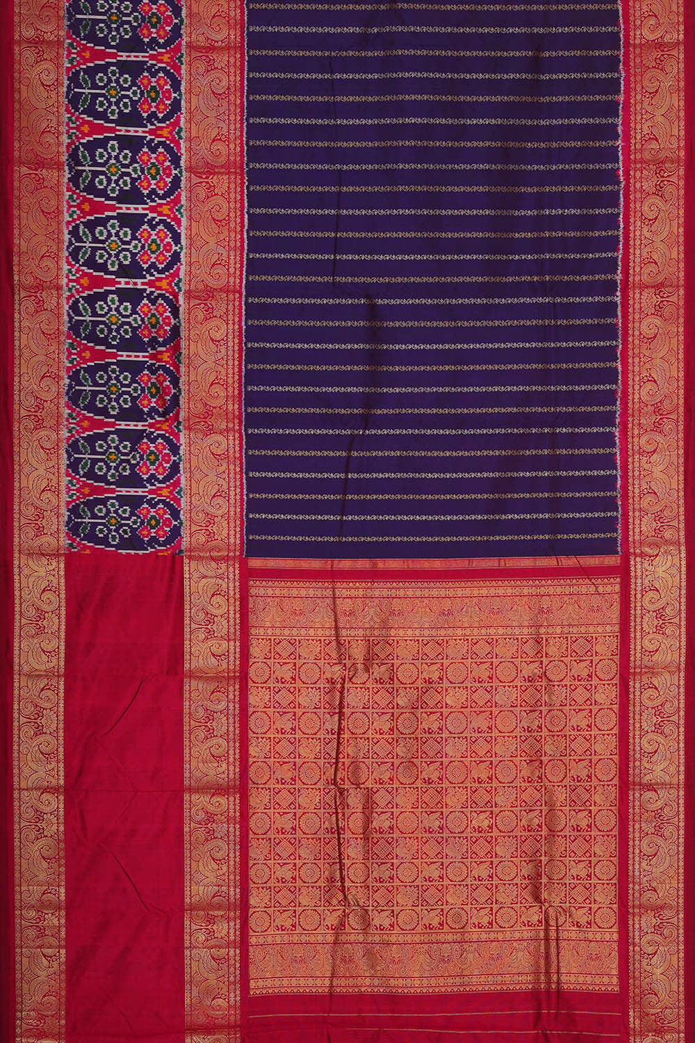 Pochampally Ikat Silk Navy Blue Saree