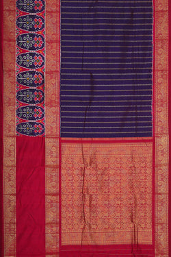 Image of Pochampally Ikat Silk Navy Blue Saree