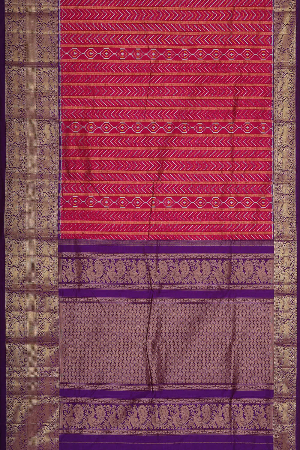 Pochampally Ikat Silk Light Red Saree