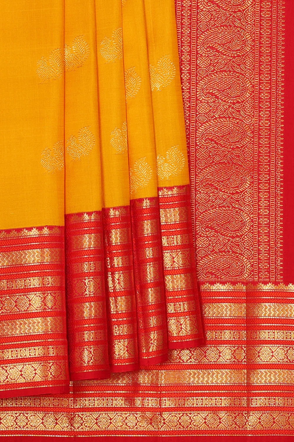 Kanchipattu Mustard Yellow Brocade Saree