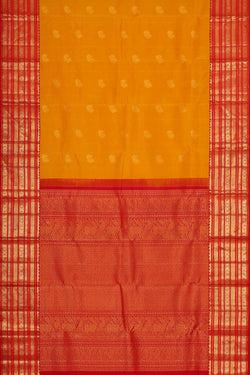 Image of Kanchipattu Mustard Yellow Brocade Saree