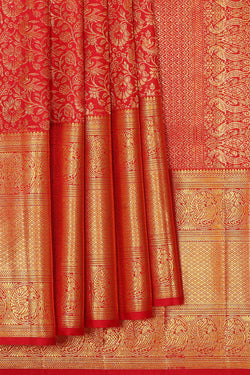 Image of Kanchipattu Red Brocade Saree