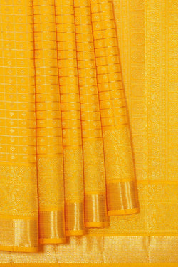 Image of Kanchipattu Mustard Yellow Brocade Saree