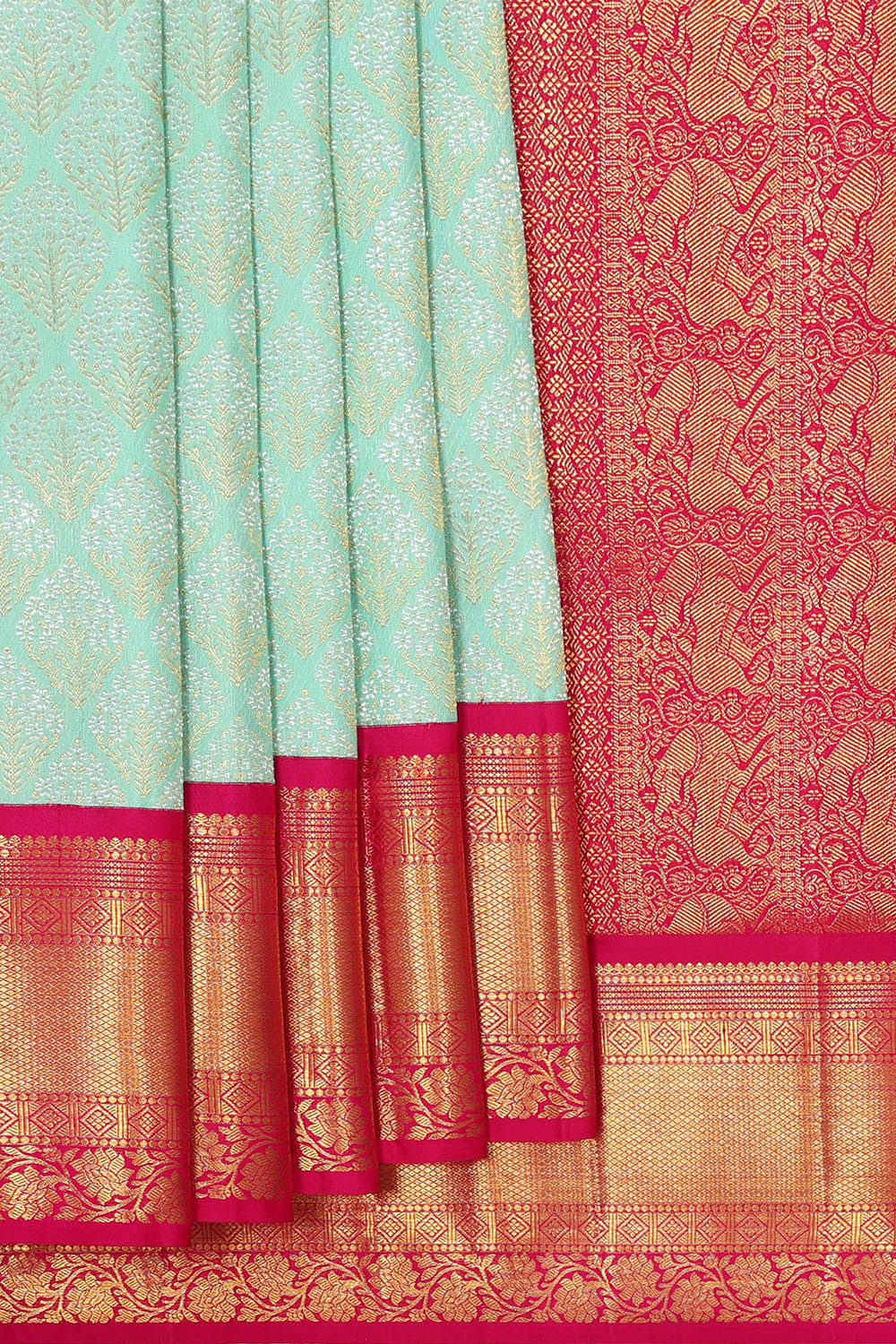 Kanchipattu Light Sea Green Brocade Saree