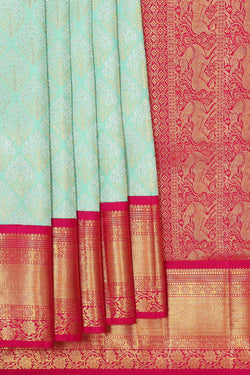 Image of Kanchipattu Light Sea Green Brocade Saree