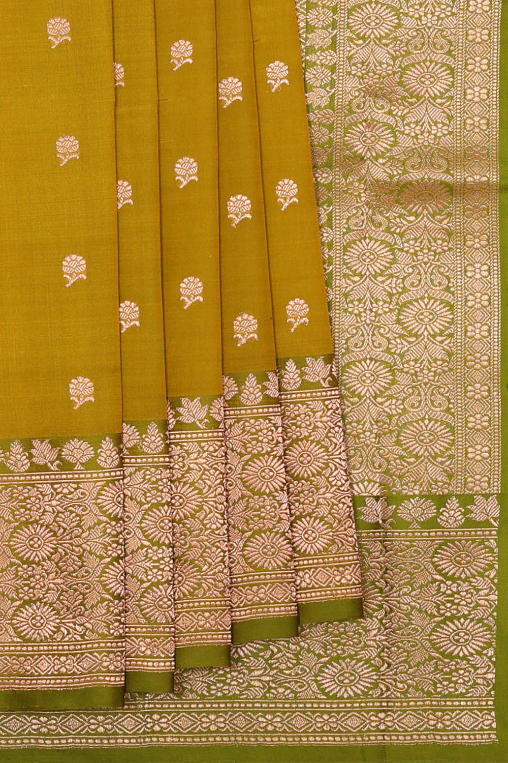 Image of Banarasi Khatan Mehndi Green Saree