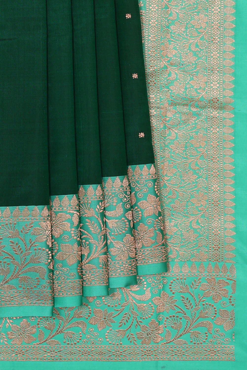 Banarasi Khatan Bottle Green Saree