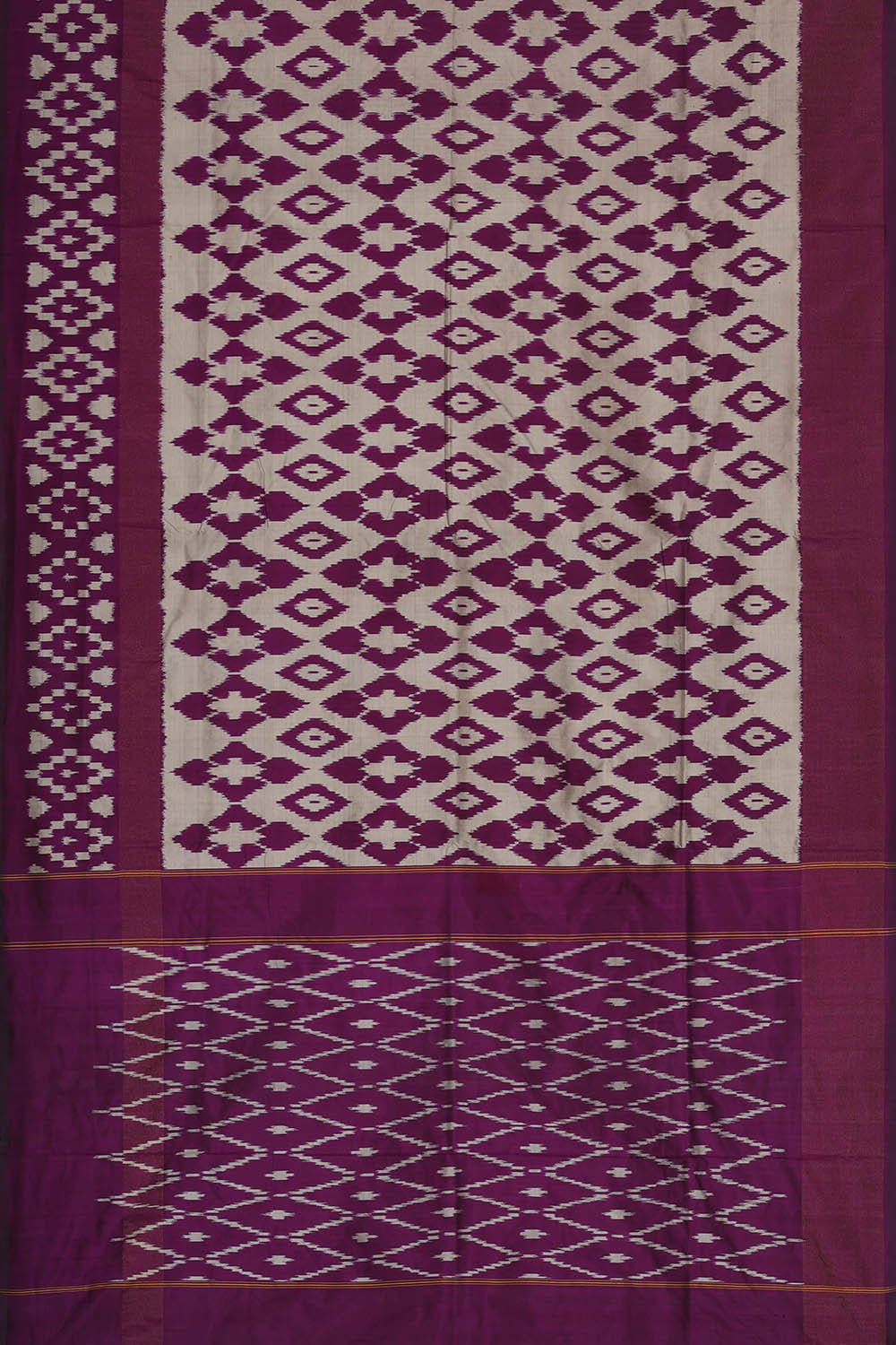 Image of Ikat Silk Cream Saree