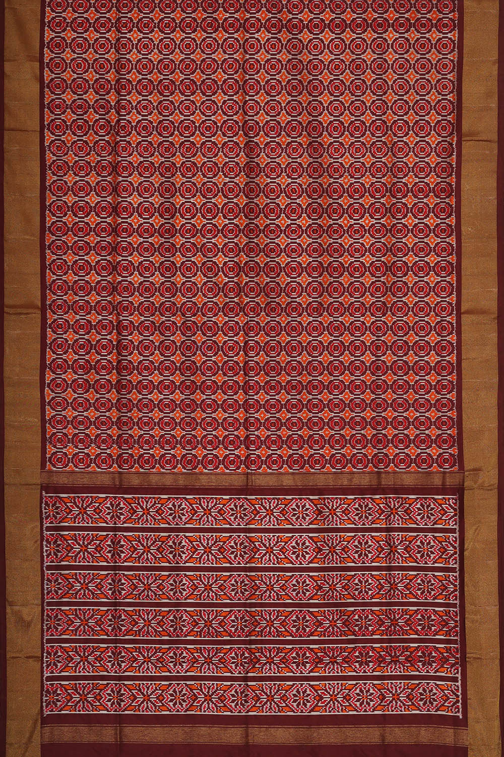 Image of Ikat Silk Maroon Saree
