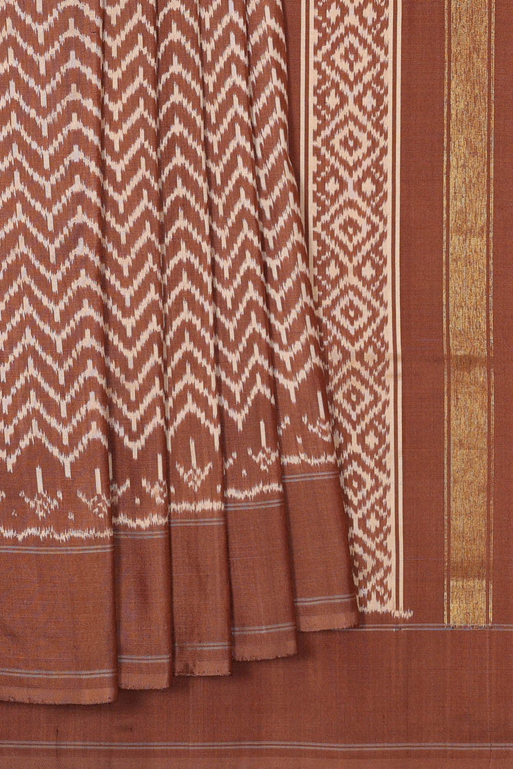 Ikat Silk Brown Saree