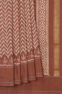 Image of Ikat Silk Brown Saree