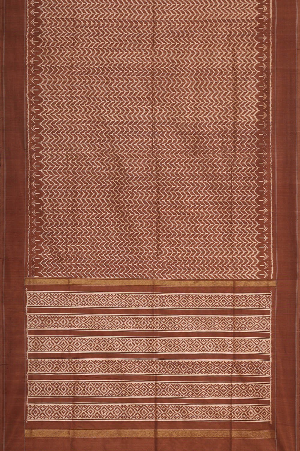 Ikat Silk Brown Saree