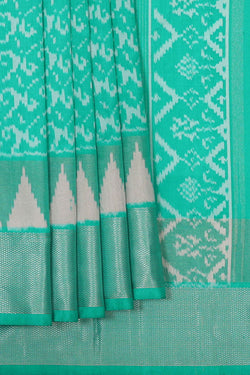 Image of Ikat Silk Sea Green Saree