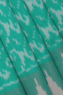 Image of Ikat Silk Sea Green Saree