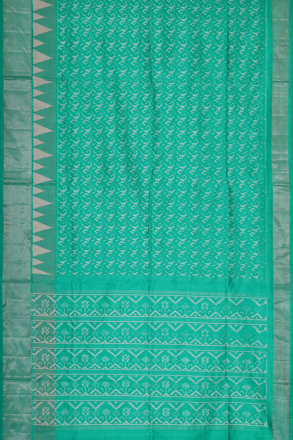 Ikat Silk Sea Green Saree