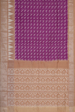 Image of Ikat Silk Purple Saree