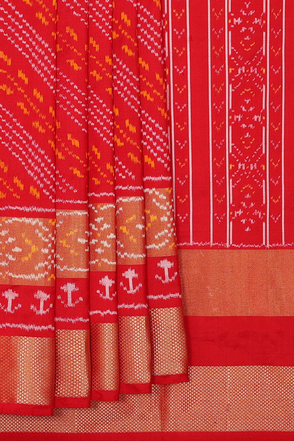 Ikat Silk Red Saree