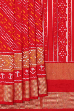 Image of Ikat Silk Red Saree