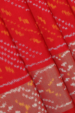 Image of Ikat Silk Red Saree