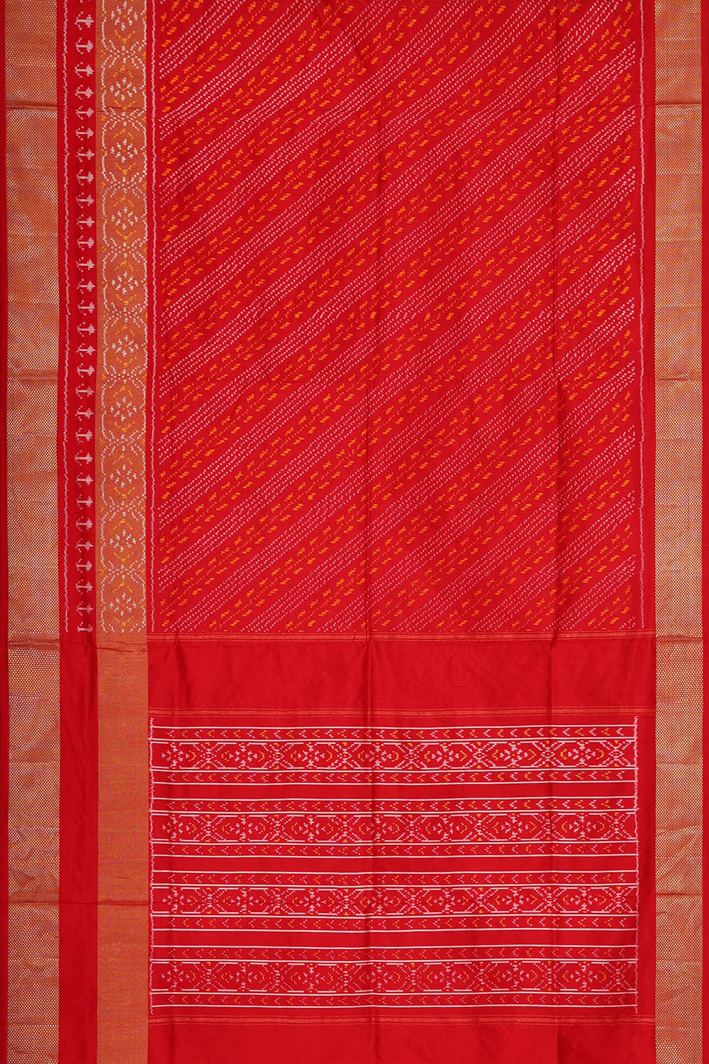 Ikat Silk Red Saree