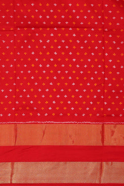 Image of Ikat Silk Red Saree