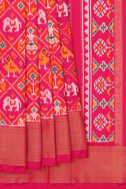 Image of Ikat Silk Rani Pink Saree