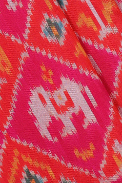 Image of Ikat Silk Rani Pink Saree