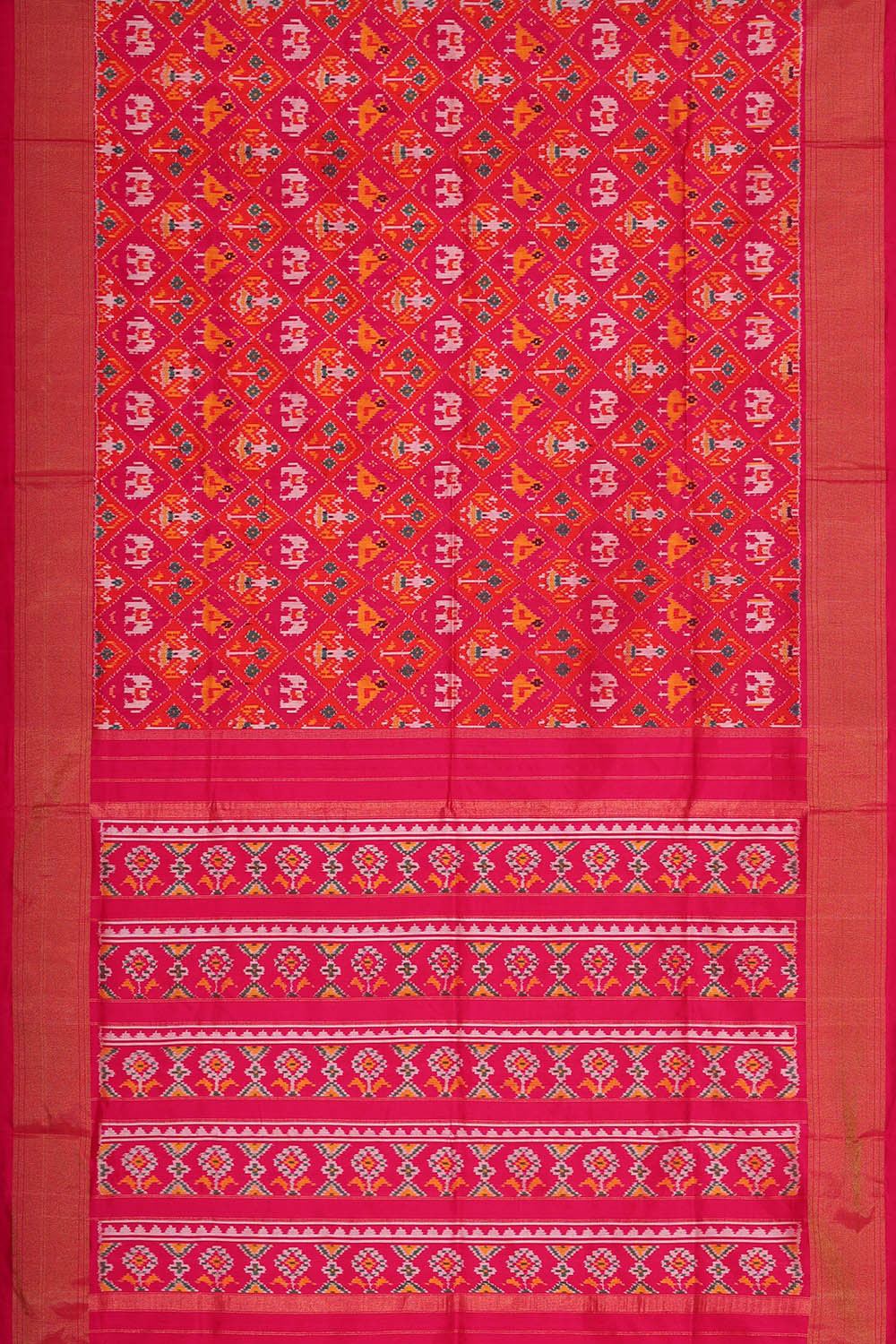 Ikat Silk Rani Pink Saree