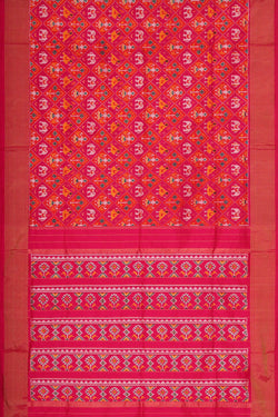 Image of Ikat Silk Rani Pink Saree