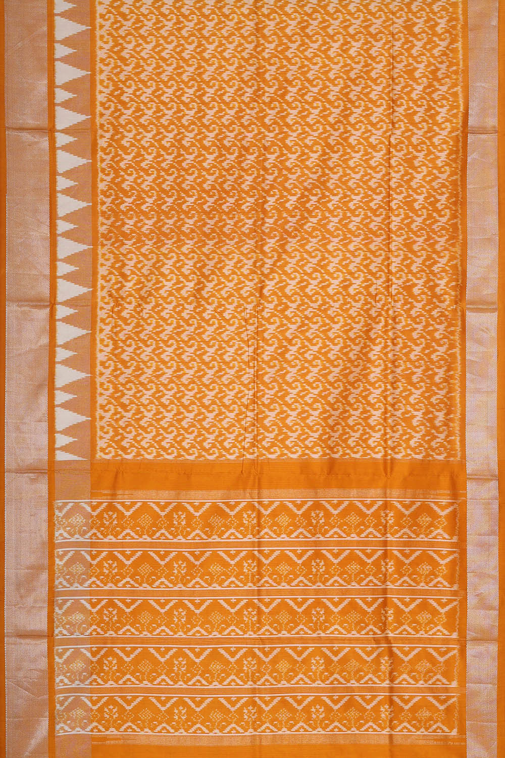 Image of Ikat Silk Mustard Yellow Saree
