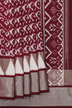 Image of Ikat Silk Dark Red Saree