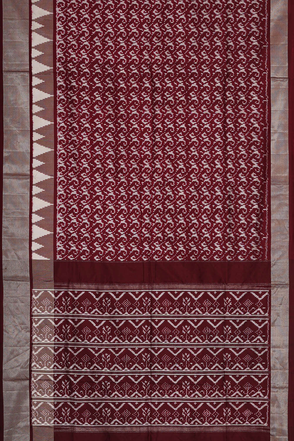 Ikat Silk Dark Red Saree