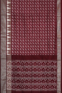 Image of Ikat Silk Dark Red Saree