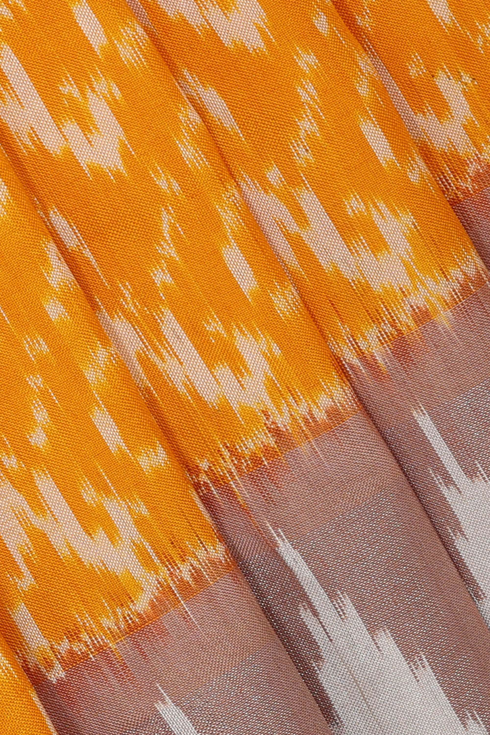 Image of Ikat Silk Mustard Yellow Saree