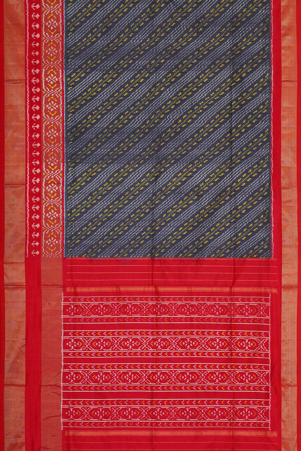 Ikat Silk Dark Grey Saree