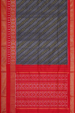 Image of Ikat Silk Dark Grey Saree