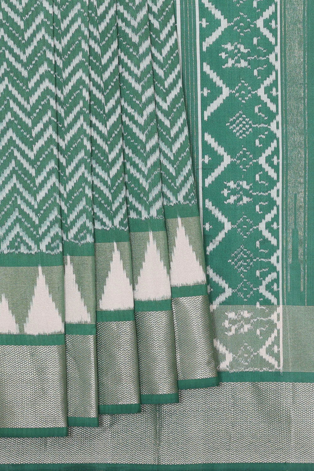 Ikat Silk Green Saree