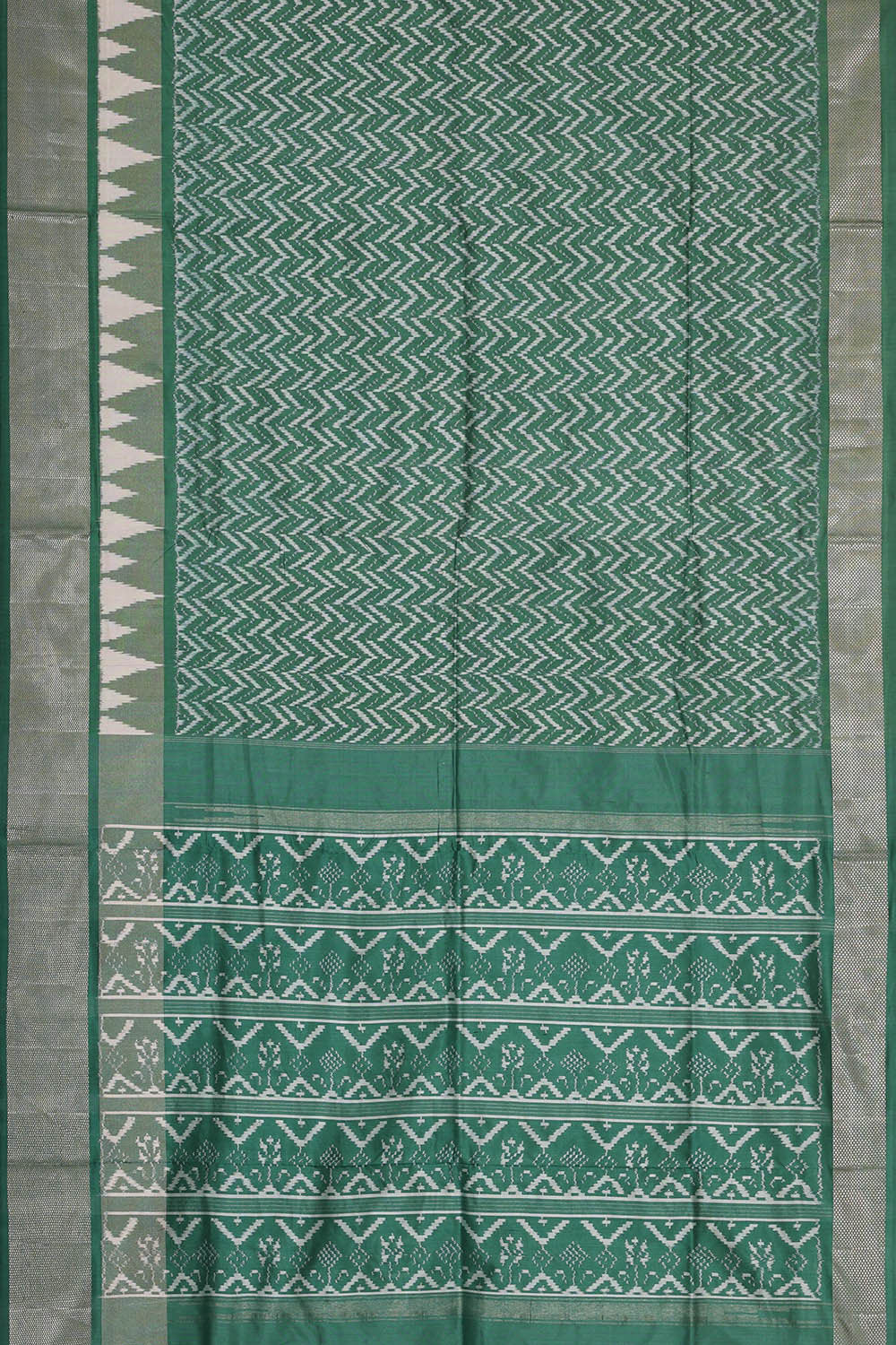 Ikat Silk Green Saree