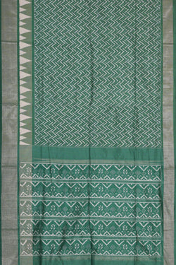 Image of Ikat Silk Green Saree