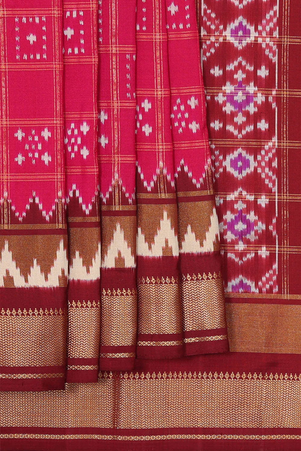 Ikat Silk Light Red Saree